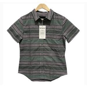 NEW Wildfang Essential Button Up Short Sleeve Shirt Gingham Sage Size XS NWT